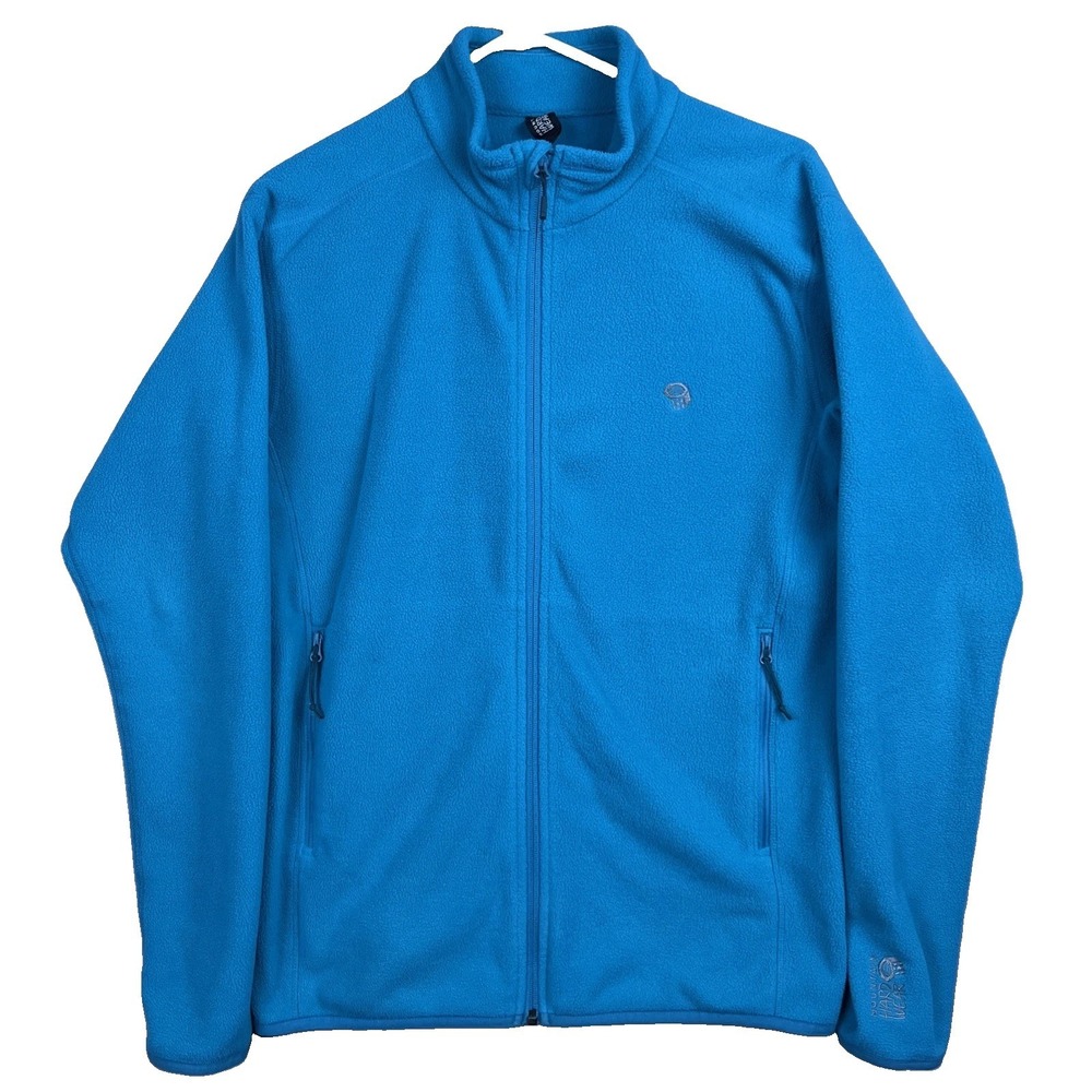 Mountain Hardwear Fleece Jacket Mens Small Light Blue Full Zip Outdoor Hiking